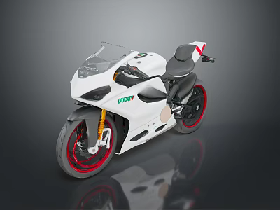 MV Agusta White Sport Motorcycle With Red Rims And Sleek Racing Design 3d model