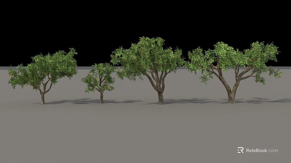 Arbor Trees in Various Sizes Displaying Green Foliage and Natural Trunks 3d model 