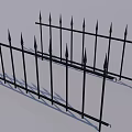 Spiked Black Iron Fence With Vertical Metal Bars For Security And Boundary