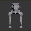 Mechanical Four Legged Robot Featuring Red Light And Weapon Components