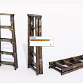 Three Vintage Wooden Shelves For Home Storage And Decorative