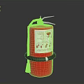 Red Fire Extinguisher With Black Hose And Instruction Label For Household Use