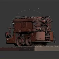 Rusty Red Train Model With TBL Lettering On Grey Display Base 3d model