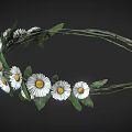 Braided Branch Wreath Adorned With White Daisies And Green Leaves