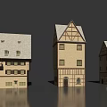 Traditional European Style Architecture With Half Timbered Facades Gabled Roofs And Stone Walls