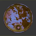 Rusty Blue Metal Drums With Peeling Paint Stacked Industrial Storage Equipment