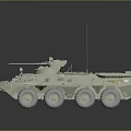 Light Green Armored Military Vehicle With Six Wheels And Turret Structure