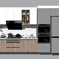 Elegant Modern Kitchen Interior With Wooden Countertop Cabinets And Stainless Steel Appliances