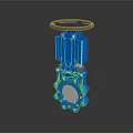 Blue Industrial Gate Valve With Black Handwheel And Flange Connection Design