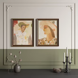 Middle Ancient Style Decorative Painting 3d model