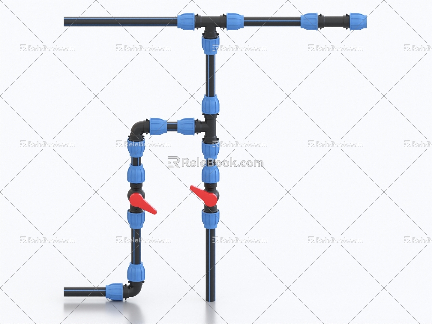 Water pipe PE pipe wire pipe elbow three-way valve water gate 3d model