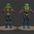 Sci Fi Armored Warrior Characters Front And Back View With Detailed Armor Design 3d model