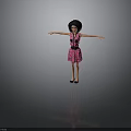 Black Woman In Pink Dress With Arms Outstretched On Gray Background Floor Reflection