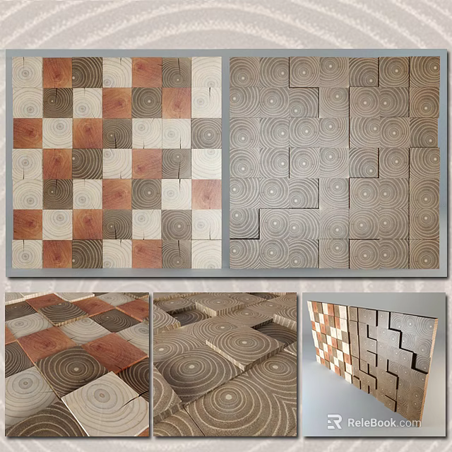 Modern Wooden Wall Design With Geometric Patterns And 3D Textured Decorative Panels 3d model 