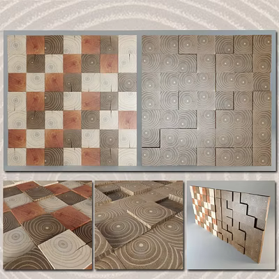 Modern Wooden Wall Design With Geometric Patterns And 3D Textured Decorative Panels 3d model