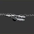 Delicate Silver Key Shaped Necklace With Decorative Pendant And Diamond Charm