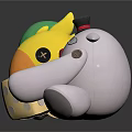 Colorful Stuffed Toy Figures With Green Helmet Yellow Bird And Top Hat White Doll