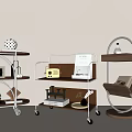Decorative Bookshelf Retro Bookshelf Retro Trolley Storage Bookshelf Storage Trolley 3d model