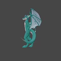 Turquoise Dragon Game and Movie Character With Wings White Underbelly Standing Pose