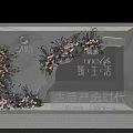 Exquisite Photo Check In Spot With Colorful Flowers White Backdrop Wavy Design And Life Theme