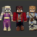 Pixel Art Game Characters Wearing Three Colorful Outfits And Unique Looks