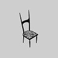 Modern Single Chair With Black Frame Unique Backrest And Patterned Seat Cushion
