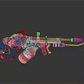 Custom Mechanical Weapon Design With Colorful Tank And Metal Nozzle Parts