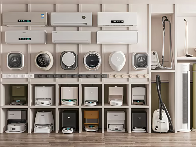 Modern Washing Machine Collection With Different Styles And Shelf Display Design 3d model