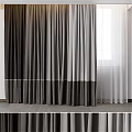 Elegant Gray Curtains With Gold Trim And White Sheer For Window Decoration