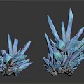Blue Crystal Clusters With Gray Stone Bases In Various Sizes For Home Decor