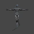 Game Movie Alien Character With Metallic Skeletal Structure Open Arms And Detailed Design