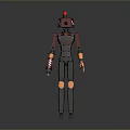 Red Helmet Robot Figure With Dark Torso Red Arm Bands Green Legs And Orange Joints