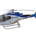 Modern Blue And White Helicopter With Rotors Cockpit Windows And Fuselage Design