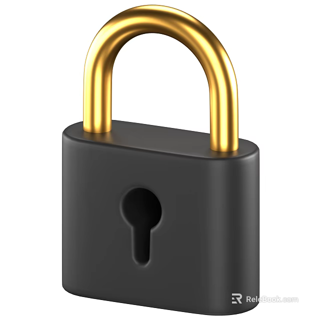 Elegant Black And Gold Padlock Decorative Ornament Set For Home Decor 3d model 