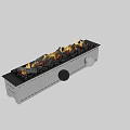 Modern White Linear Fireplace With Realistic Flames And Black Stones