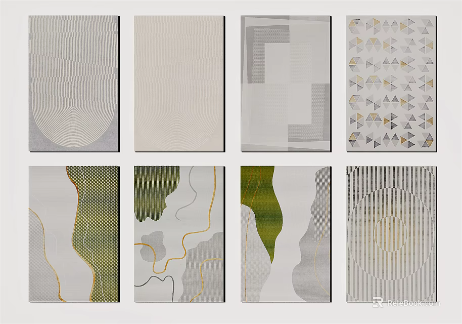 Square Rug Designs Featuring Modern Geometric Patterns Abstract Textures And Neutral Tones 3d model