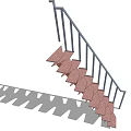 Modern Staircase Design With Metal Railing And Red Steps Casting Shadows 3d model