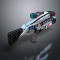 Futuristic Sci Fi Weapon With Blue Scope And Red Accents In Modern Design