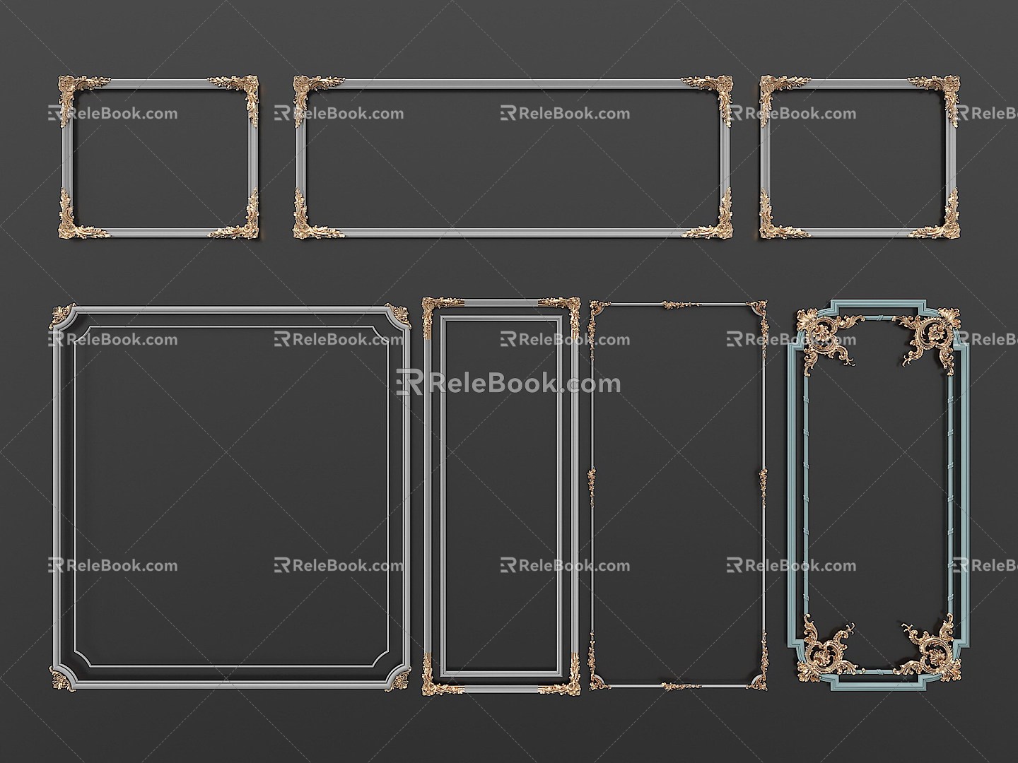 European line plaster line background wall 3d model