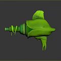 Green Futuristic Sci Fi Weapon With Spiral Structure And Unique Casing Design