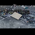 Scattered Trash And Waste Bottles With Plastic Debris On Concrete Ground
