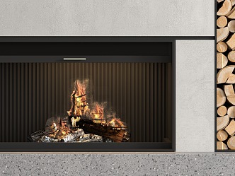 modern fireplace embedded fireplace matches 3d model