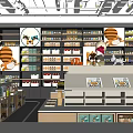 Supermarket Retail Store Featuring Shelves Stocked With Diverse Products And Bright Shopping Environment