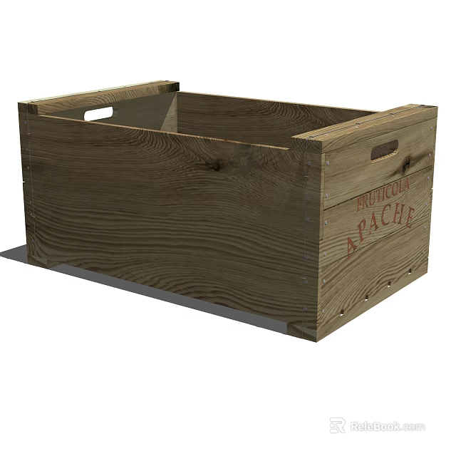 Wooden Crate With Handles Natural Wood Grain And American Spirit Lettering 3d model 