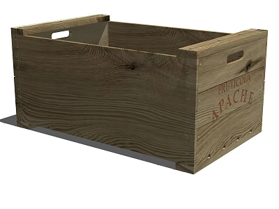 Wooden Crate With Handles Natural Wood Grain And American Spirit Lettering 3d model