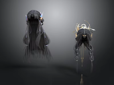 Elegant Household Decorative Ornaments With Long Tassel And Black Gold Design 3d model