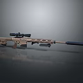 Tan Tactical Sniper Rifle With Scope And Silencer On Gray Background 3d model
