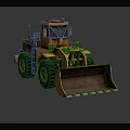 Yellow Construction Loader With Large Front Bucket And Heavy Duty Tires