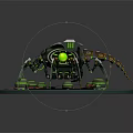 Sci-Fi Character With Mechanical Spider Creature Green Glowing Eyes And Tech Base 3d model