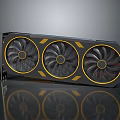 High Quality Graphics Card With Three Fans Black And Yellow Design